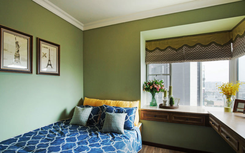 田园风格清新绿色卧室飘窗装修效果图赏析