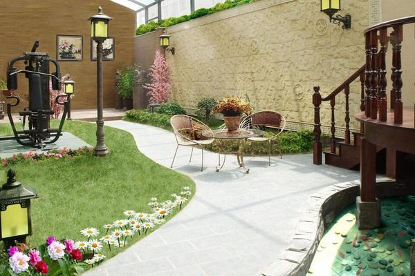 280平方欧式风格别墅庭院绿化效果图