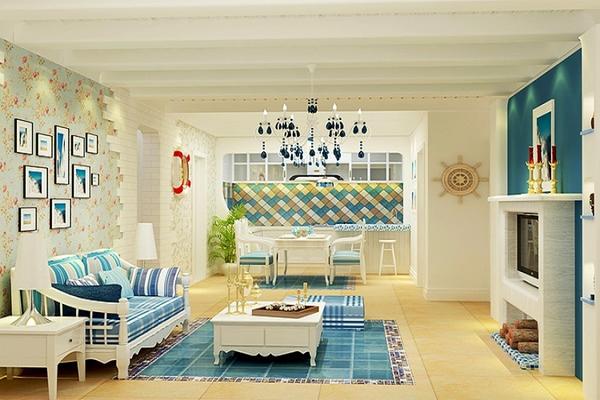 地中海风格简约一居室室内设计装修效果图