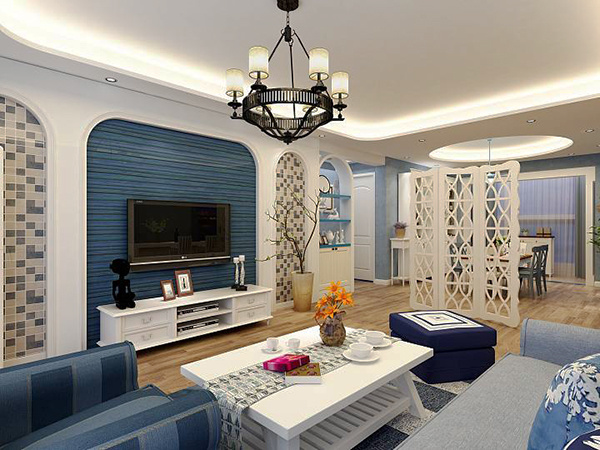 103平米地中海风格简约三室两厅室内装修效果图赏析