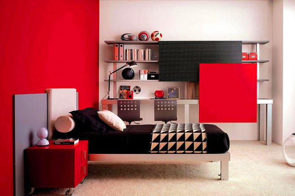 90平米二居室红色家具装修效果图