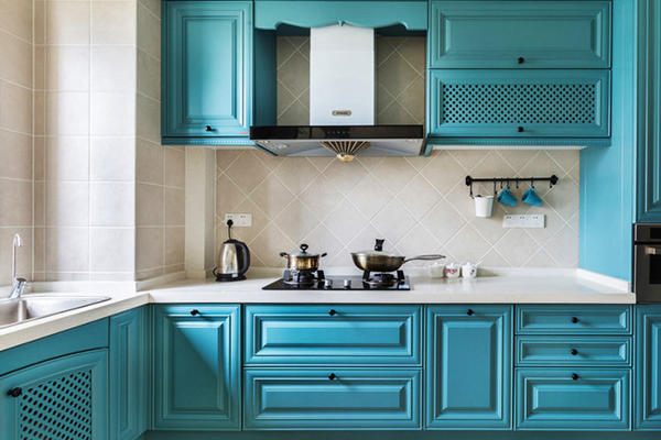 地中海风格清新蓝色整体厨房装修效果图赏析