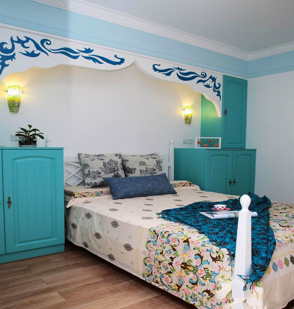 蓝色清新地中海风格儿童房装修实景图