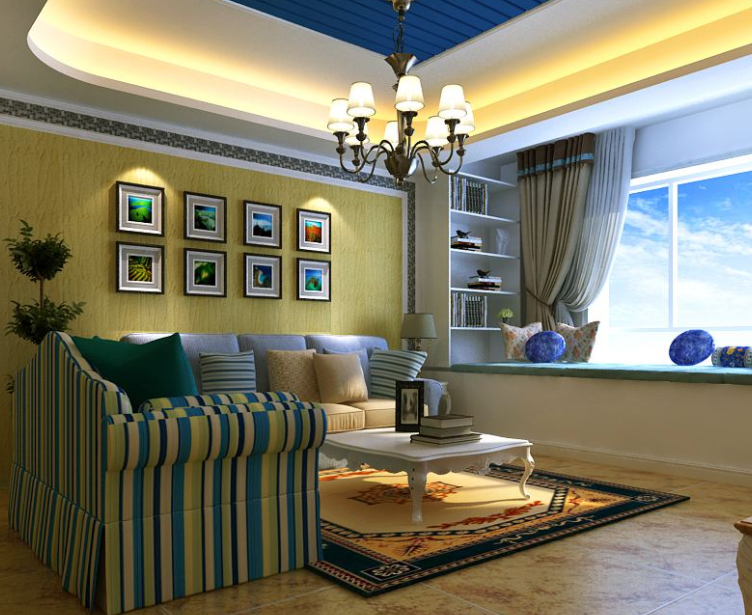 地中海风格客厅吊灯装修设计效果图