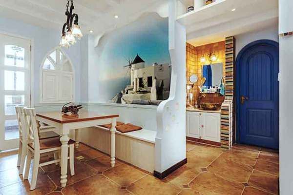 地中海风格两居室室内餐厅隔断设计装修效果图