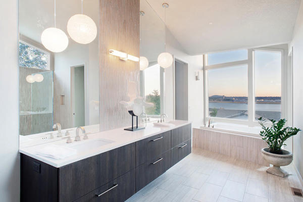 現代簡約美式風格大戶型衛生間浴室柜設計裝修效果圖