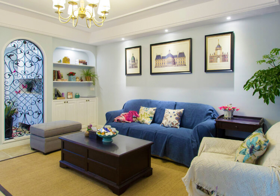 地中海风格精美客厅沙发背景墙装修效果图