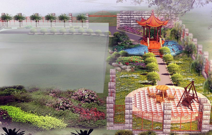 精致的现代大户型地中海风格花园装修效果图