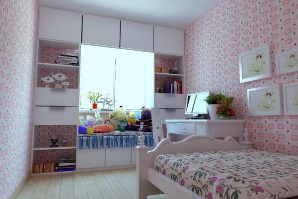 2016田园风格粉色儿童房设计装修效果图