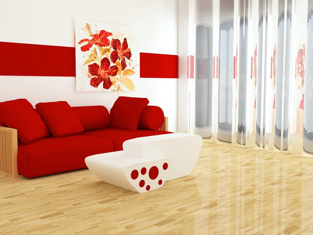 100平米现代简约风格红色家具装修效果图
