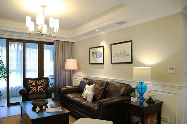 美式风格精装两室两厅室内设计装修效果图案例
