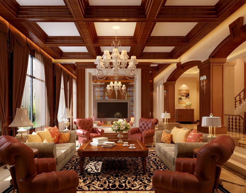 350平方欧式风格别墅区平面客厅装修效果图