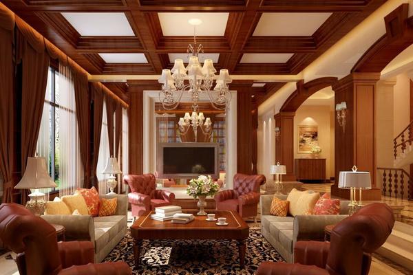 350平方欧式风格别墅区平面客厅装修效果图