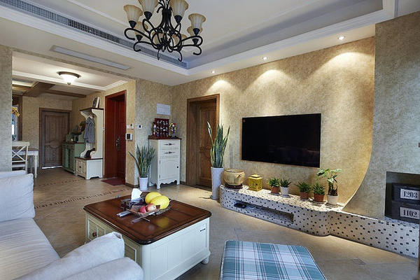 130平米三室两厅地中海田园混搭风格让人动心的客厅设计