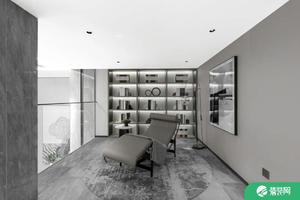 182平方米现代风装修实景 精致客厅开放式书房设计