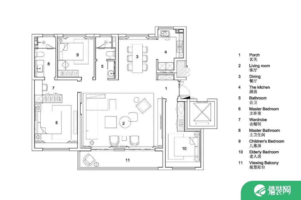 142平四室两厅轻奢新中式装修案例图
