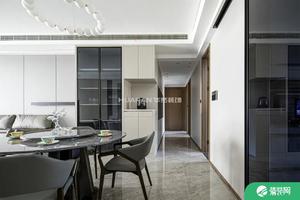 合肥华然装饰180平方现代轻奢装修，客厅灰色系更显质感！
