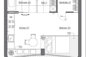 海南装修网30㎡一居室设计案例，空间充分利用不浪费