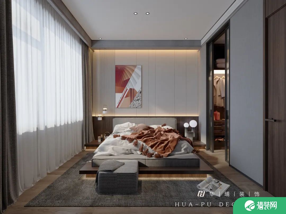 160平米现代轻奢卧室效果图