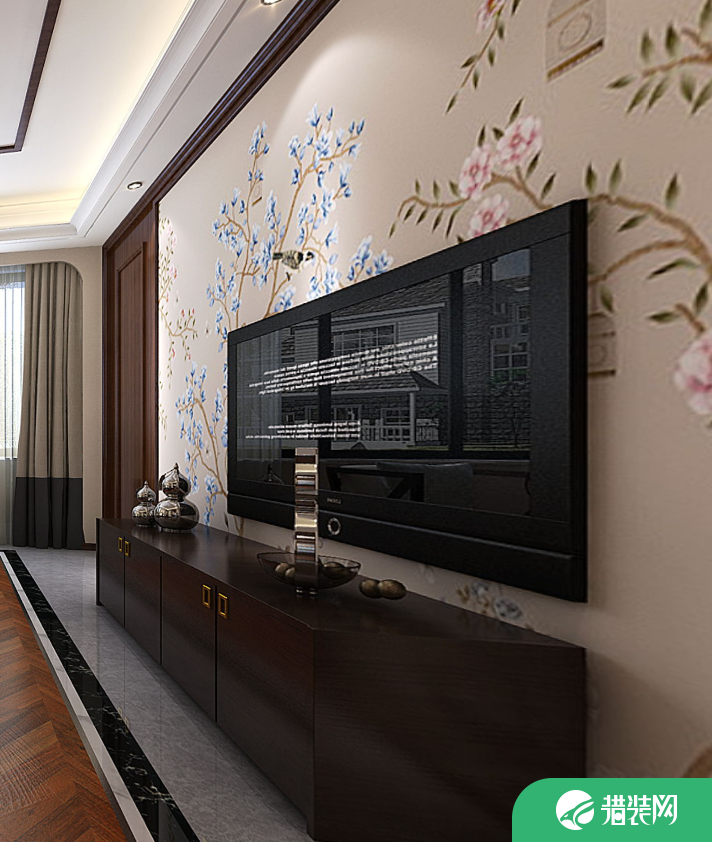 宁波中式风格三房装修效果图 苏园家庭装修设计欣赏