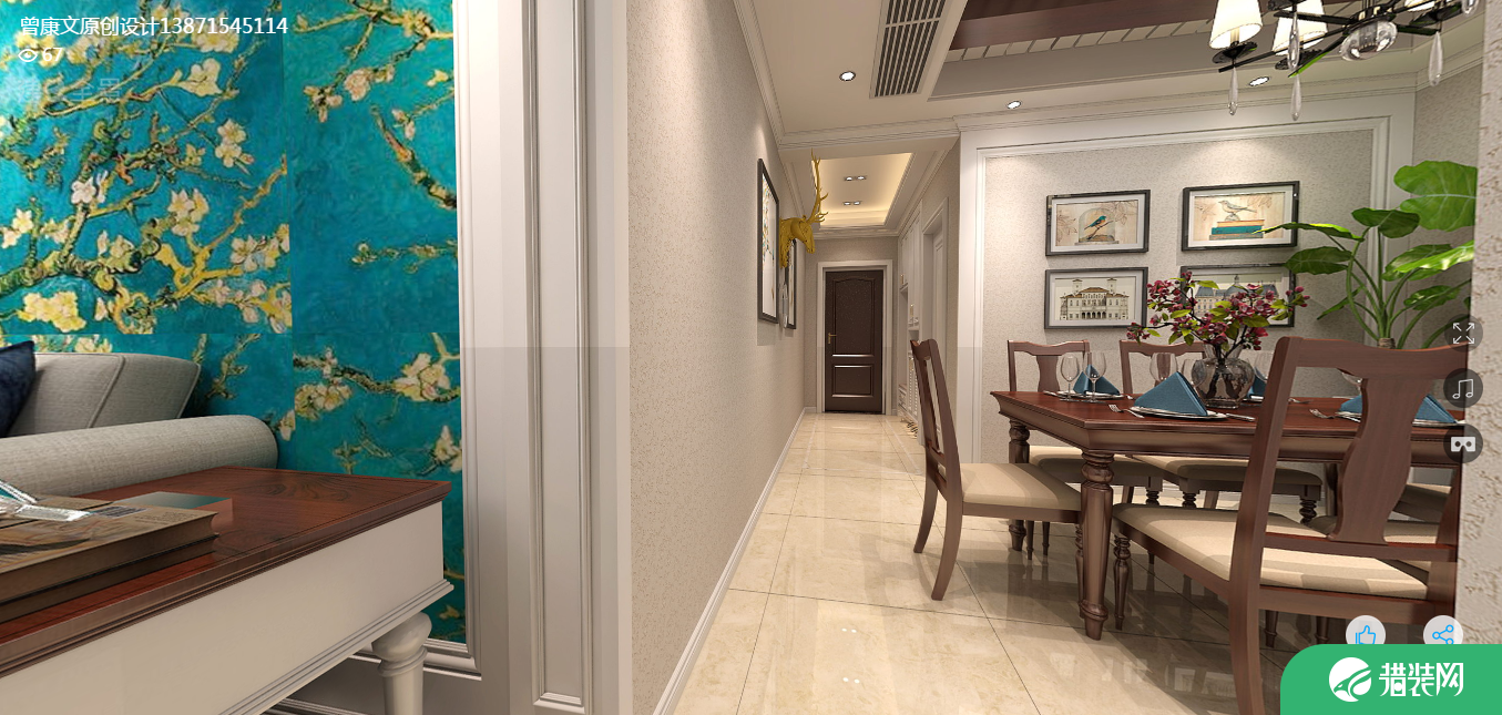 武汉沙湖港湾美式风格四居室装修案例