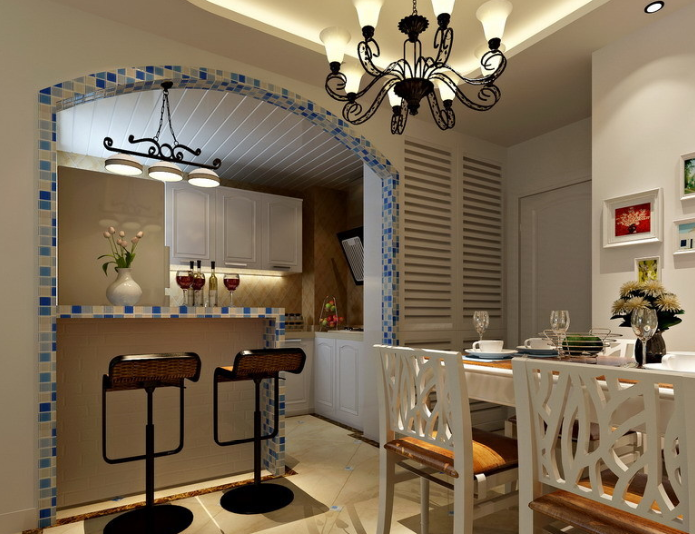 地中海风格软装厨房过道设计效果图