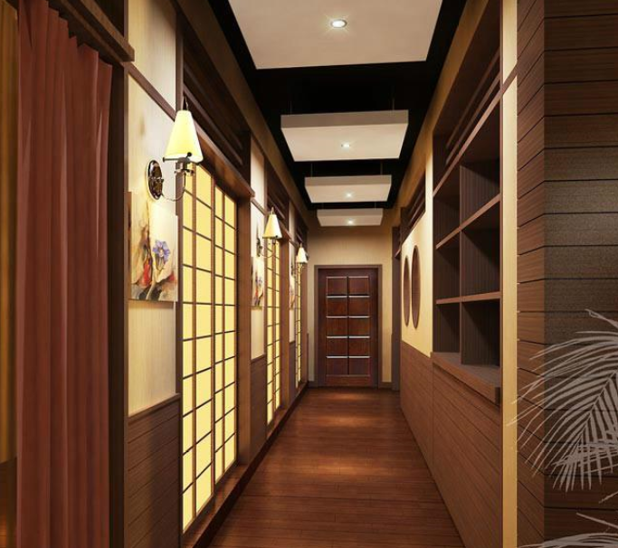 自然日式风格走廊装修设计图