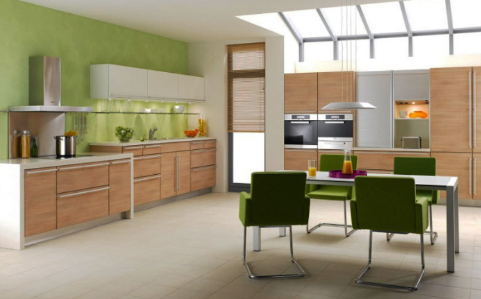 绿色清新现代简约风格厨房装修搭配图
