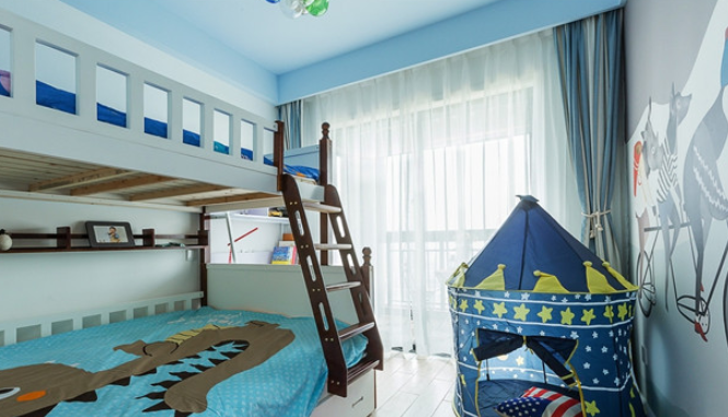 地中海风格儿童房窗帘装修效果图