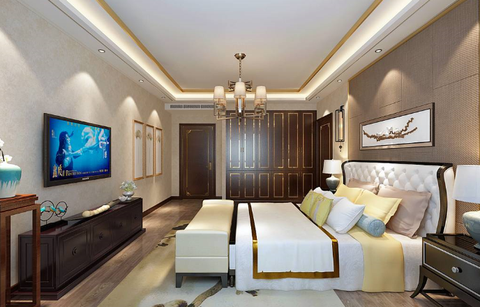新中式风格卧室床设计效果图
