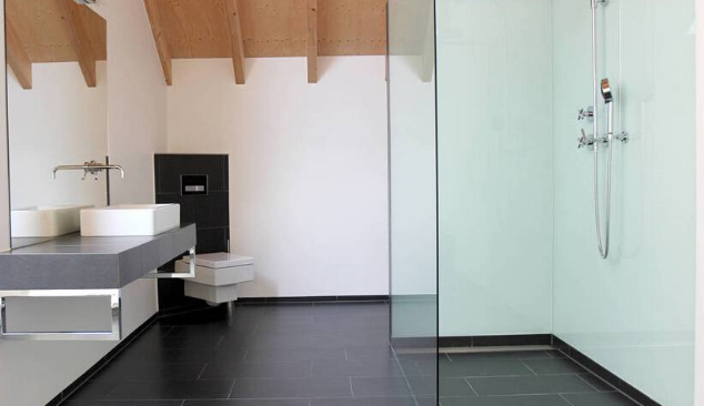 现代中式风格卫生间玻璃隔断装修设计图