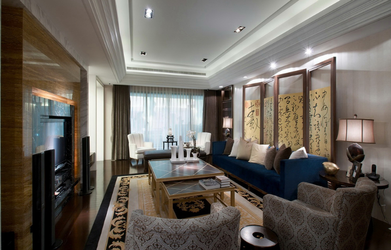 中式风格客厅屏风装饰效果图
