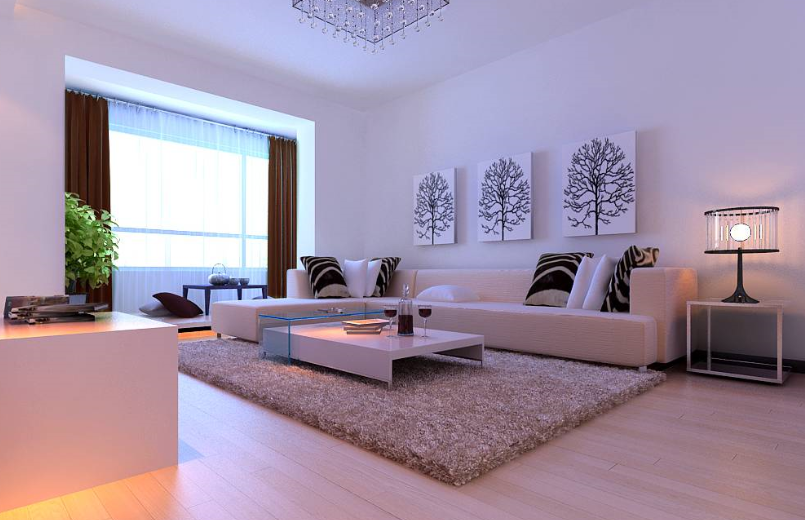 现代简洁客厅装饰画设计效果图