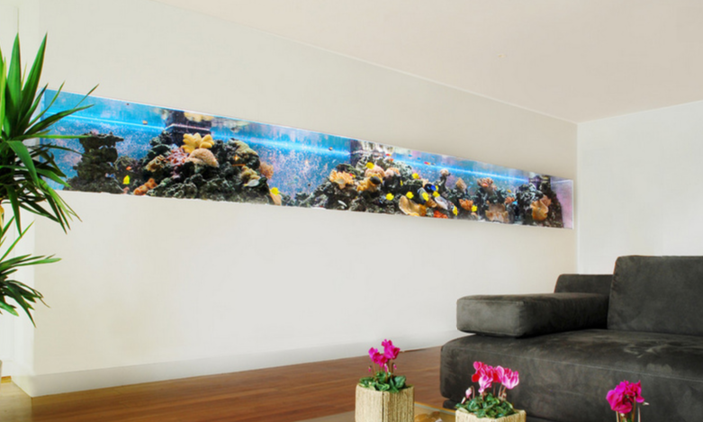 简约风格客厅壁挂式鱼缸装修效果图